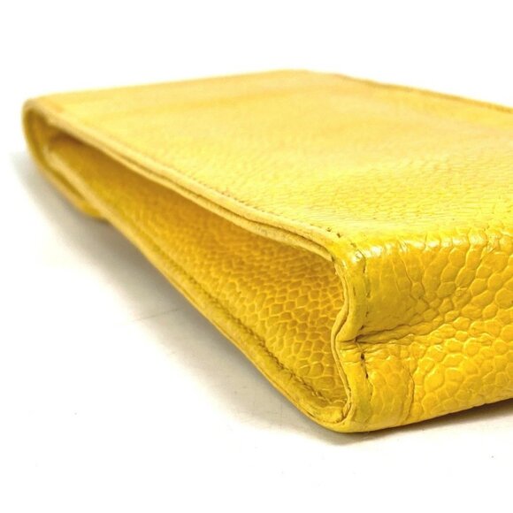 CHANEL Pouch CC Accessory case pen case glasses case Caviar Leather yellow - Picture 11 of 13